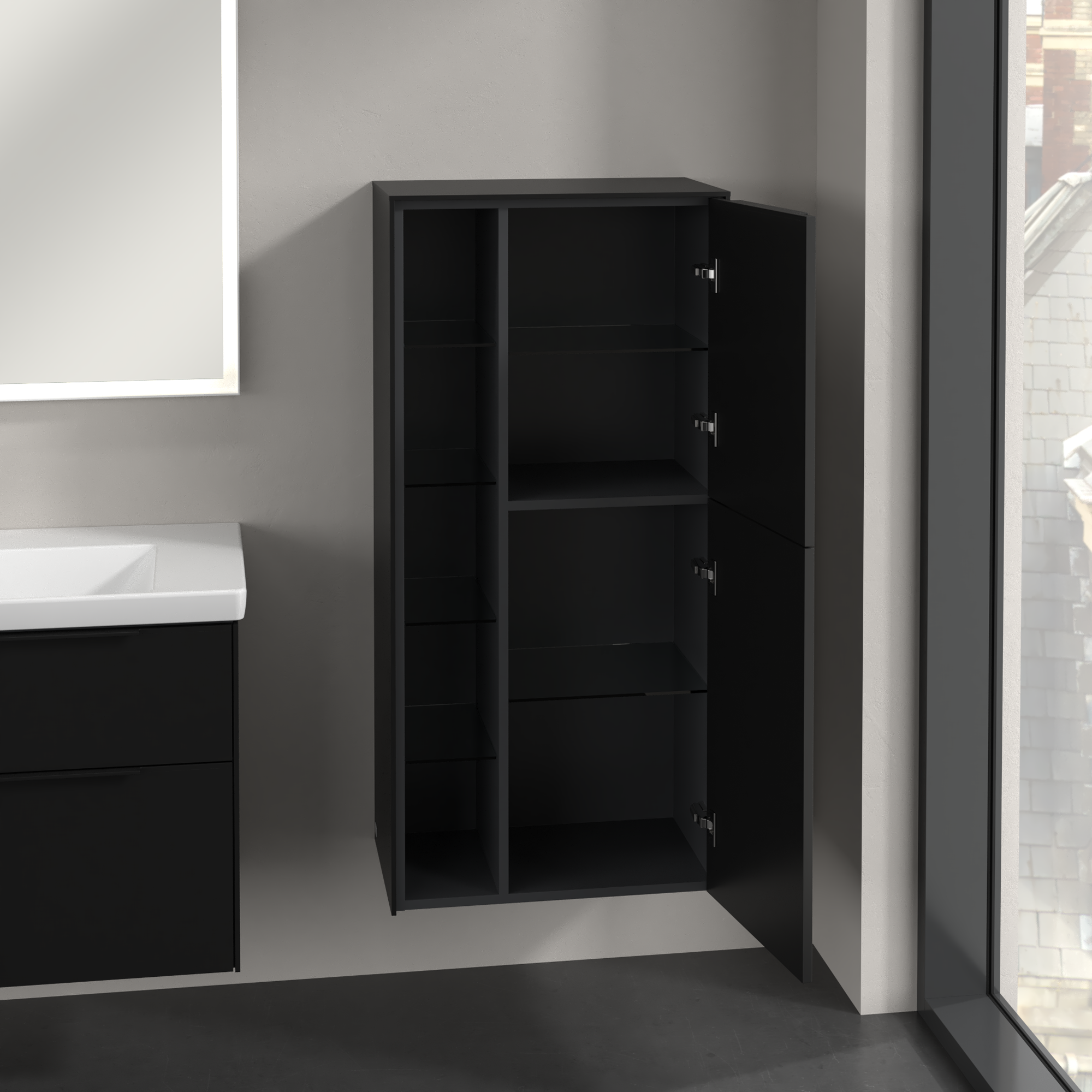 Subway 3.0 Medium-height cabinet, 2 doors, 574x1200x346mm, Body: Volcano Black, Front: Volcano Black