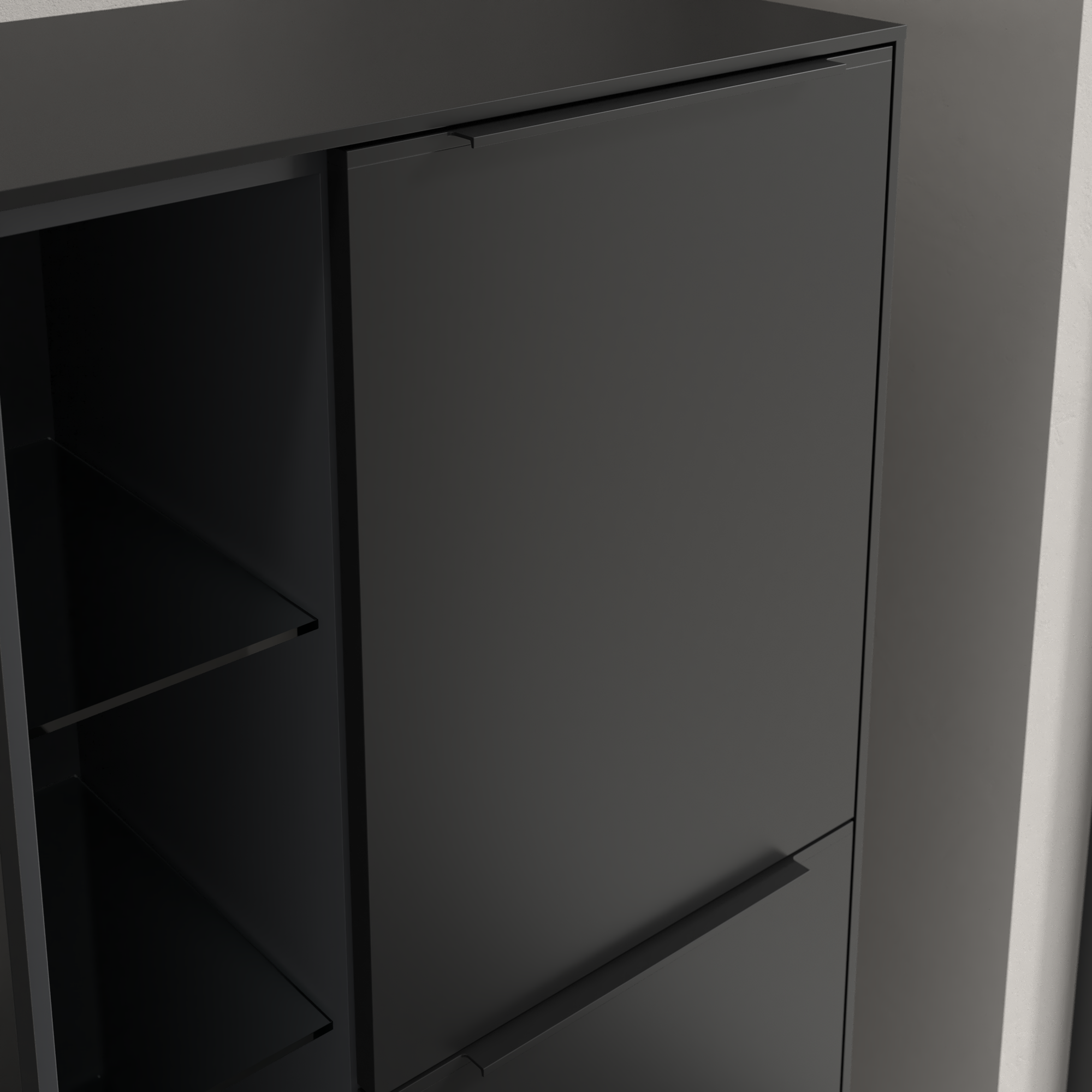Subway 3.0 Medium-height cabinet, 2 doors, 574x1200x346mm, Body: Volcano Black, Front: Volcano Black