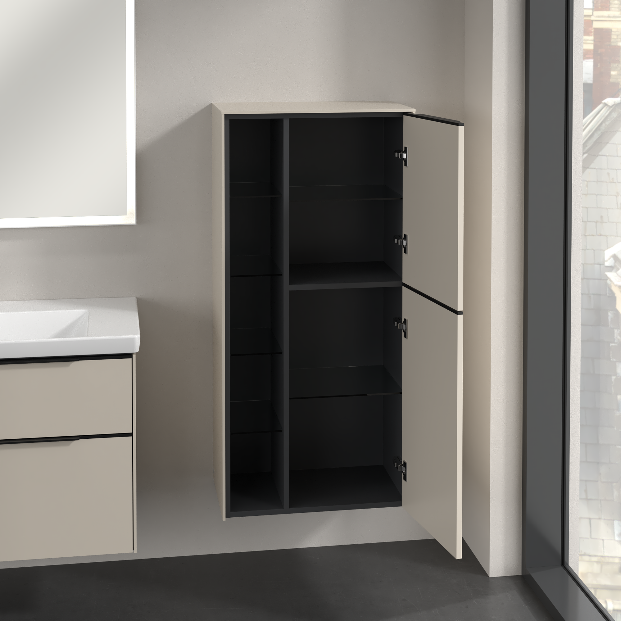 Subway 3.0 Medium-height cabinet, 2 doors, 574x1200x346mm, Body: Cashmere Grey, Front: Cashmere Grey