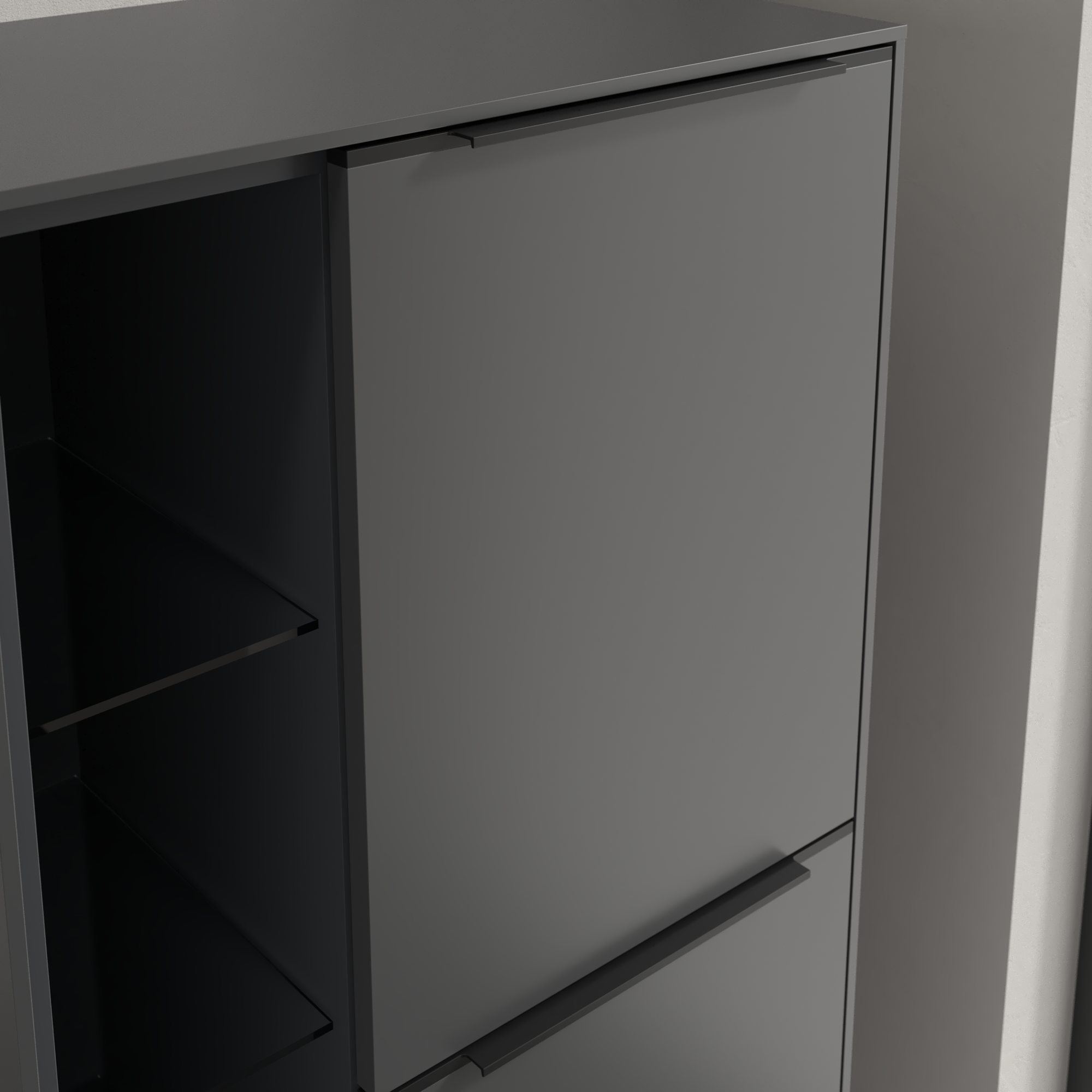Subway 3.0 Medium-height cabinet, 2 doors, 574x1200x346mm, Body: Graphite, Front: Graphite