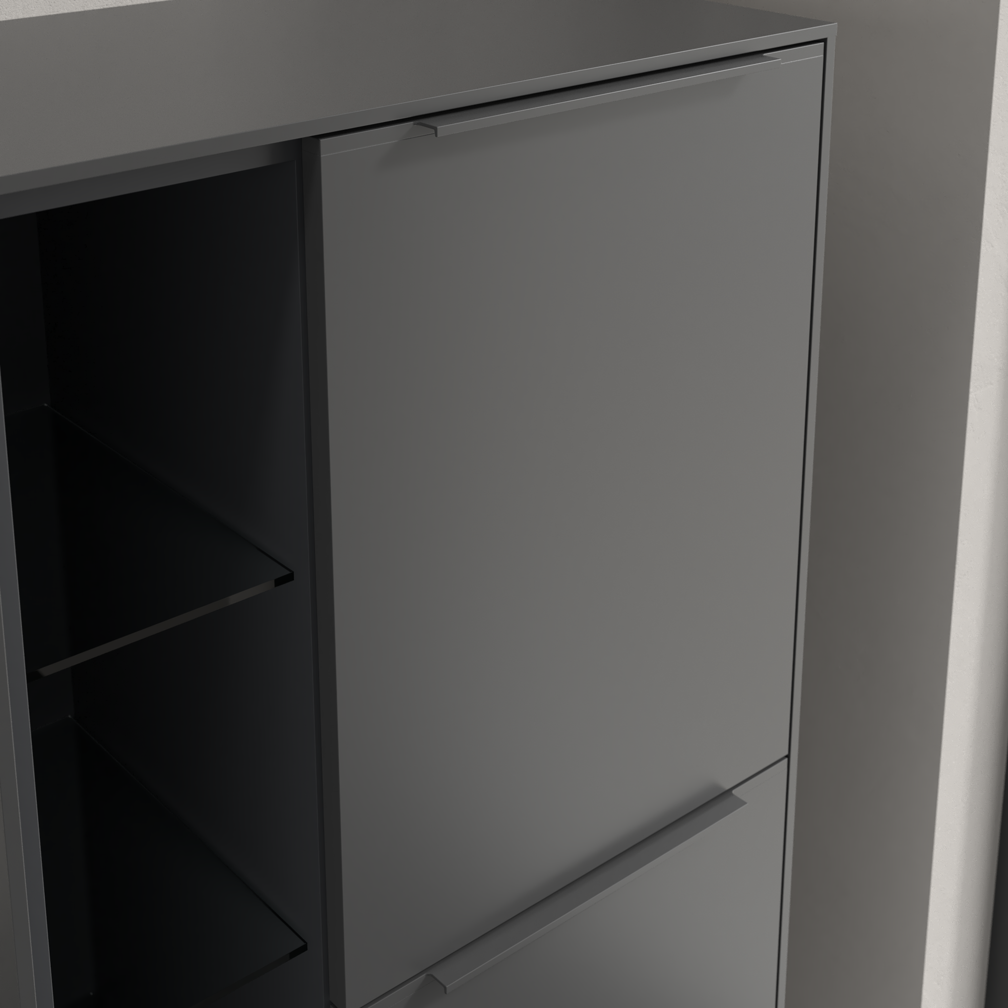 Subway 3.0 Medium-height cabinet, 2 doors, 574x1200x346mm, Body: Graphite, Front: Graphite