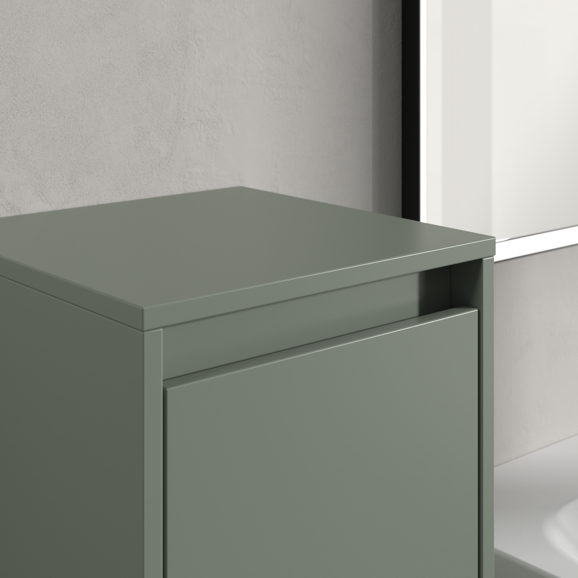 Skyla Seitenschrank, 1 Tür, 1 Schublade, 350x1000x349mm, Korpus: Soft Green, Front: Soft Green