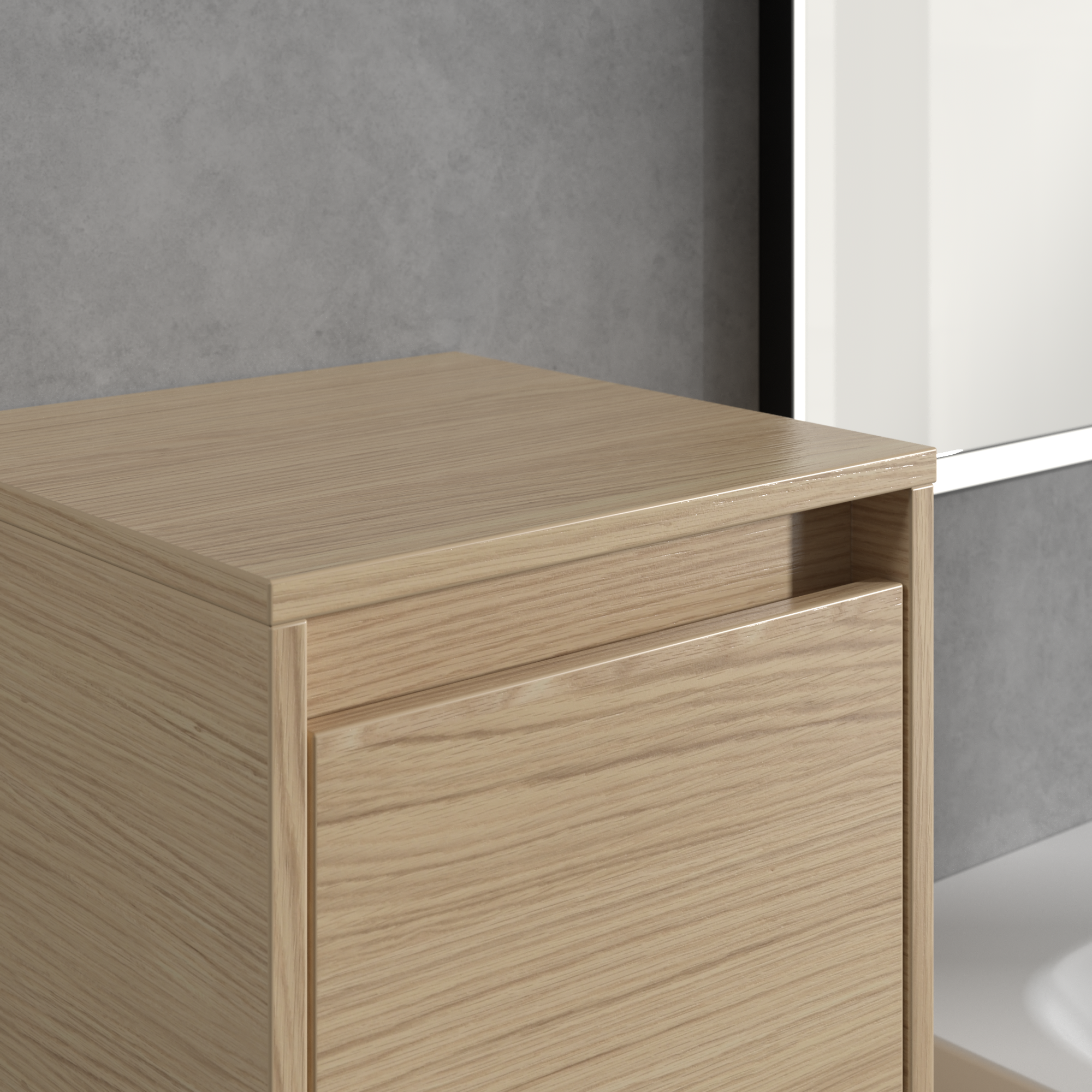 Skyla Side cabinet, 1 door, 1 drawer, 350x1000x349mm, Body: Nordic Oak, Front: Nordic Oak