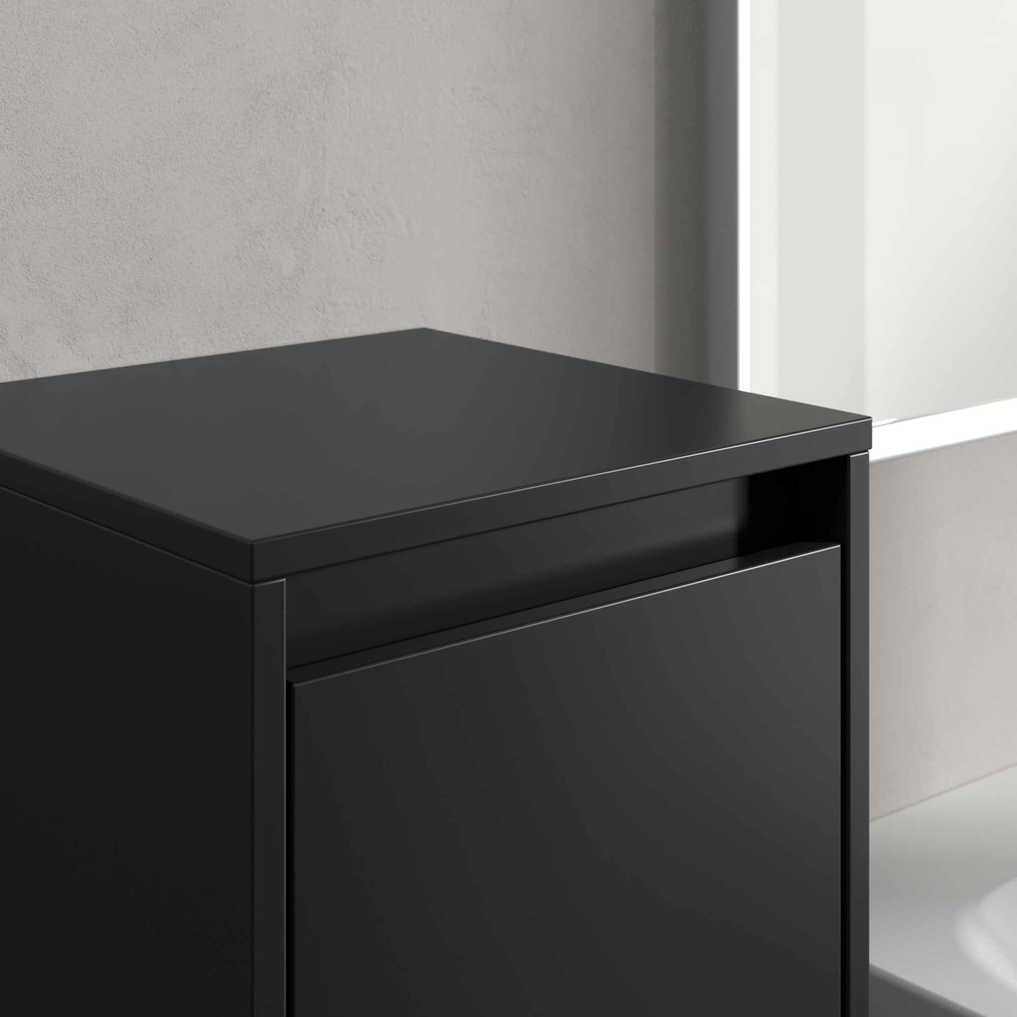 Skyla Szafka boczna, 1 drzwi, 1 szuflada, 350x1000x349mm, Korpus: Volcano Black, Front: Volcano Black