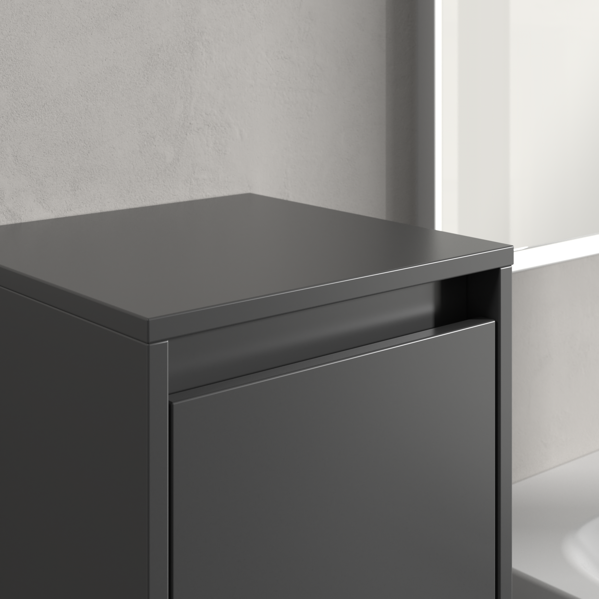 Skyla Armoire latérale, 1 porte, 1 tiroir, 350x1000x349mm, Caisson: Graphite, Façade: Graphite
