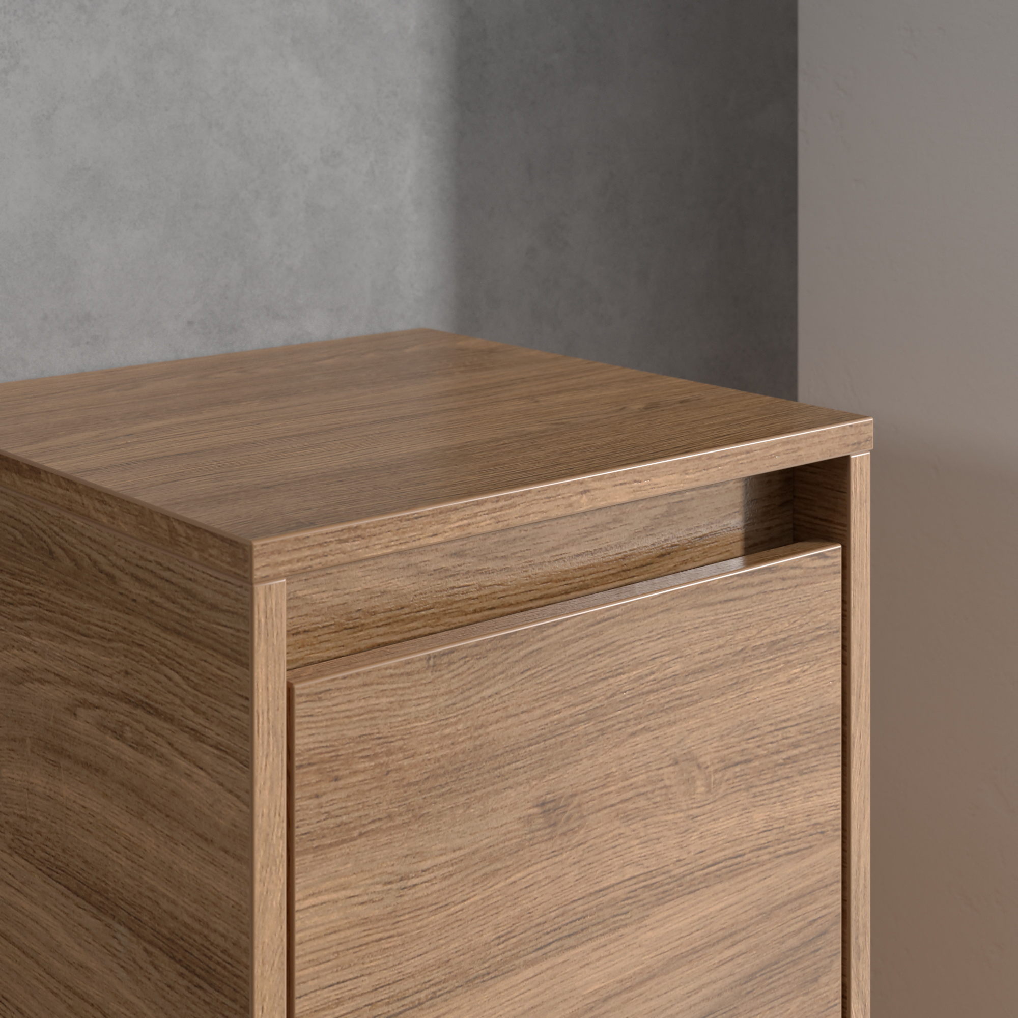 Skyla Side cabinet, 1 door, 1 drawer, 350x1000x349mm, Body: Oak Kansas, Front: Oak Kansas