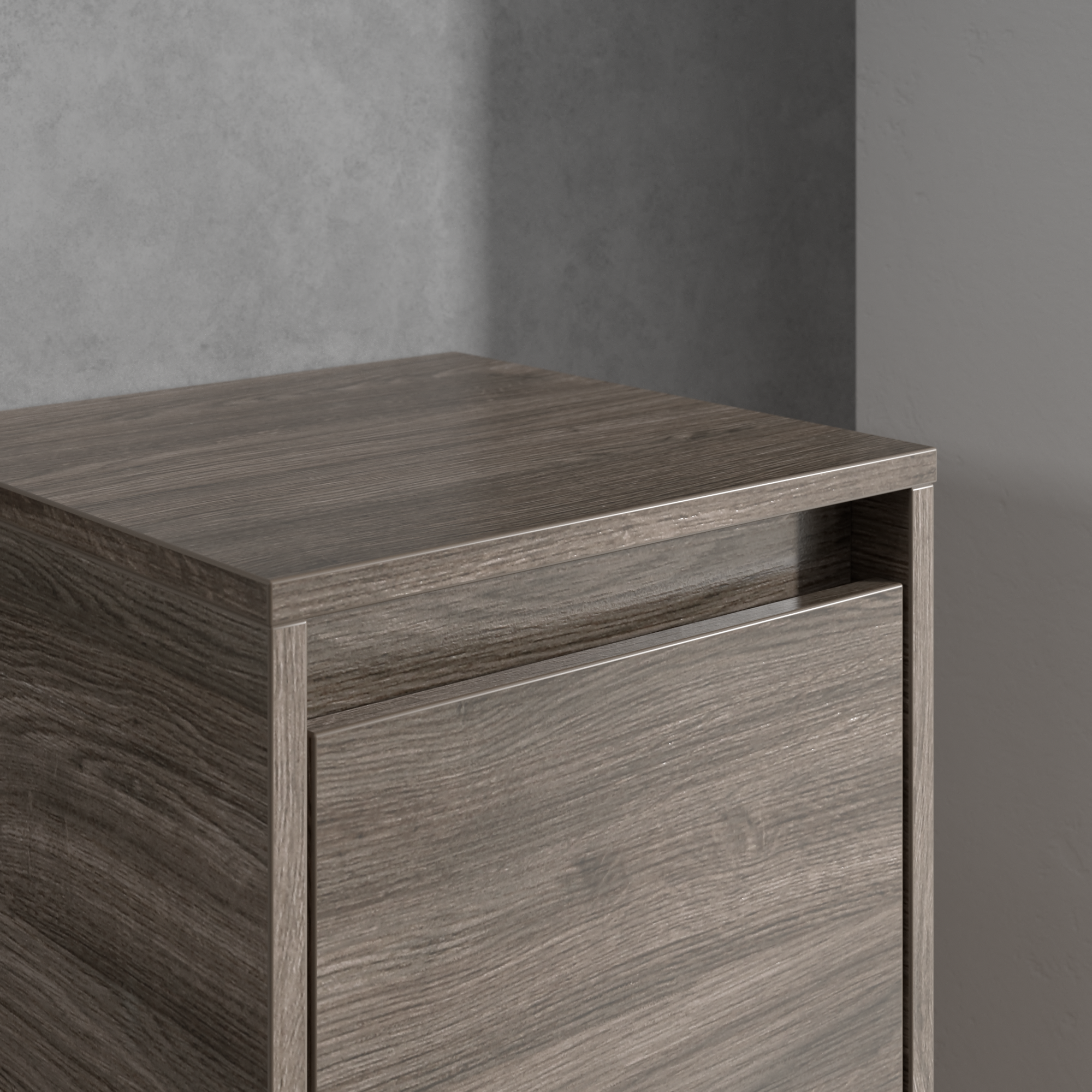 Skyla Side cabinet, 1 door, 1 drawer, 350x1000x349mm, Body: Stone Oak, Front: Stone Oak