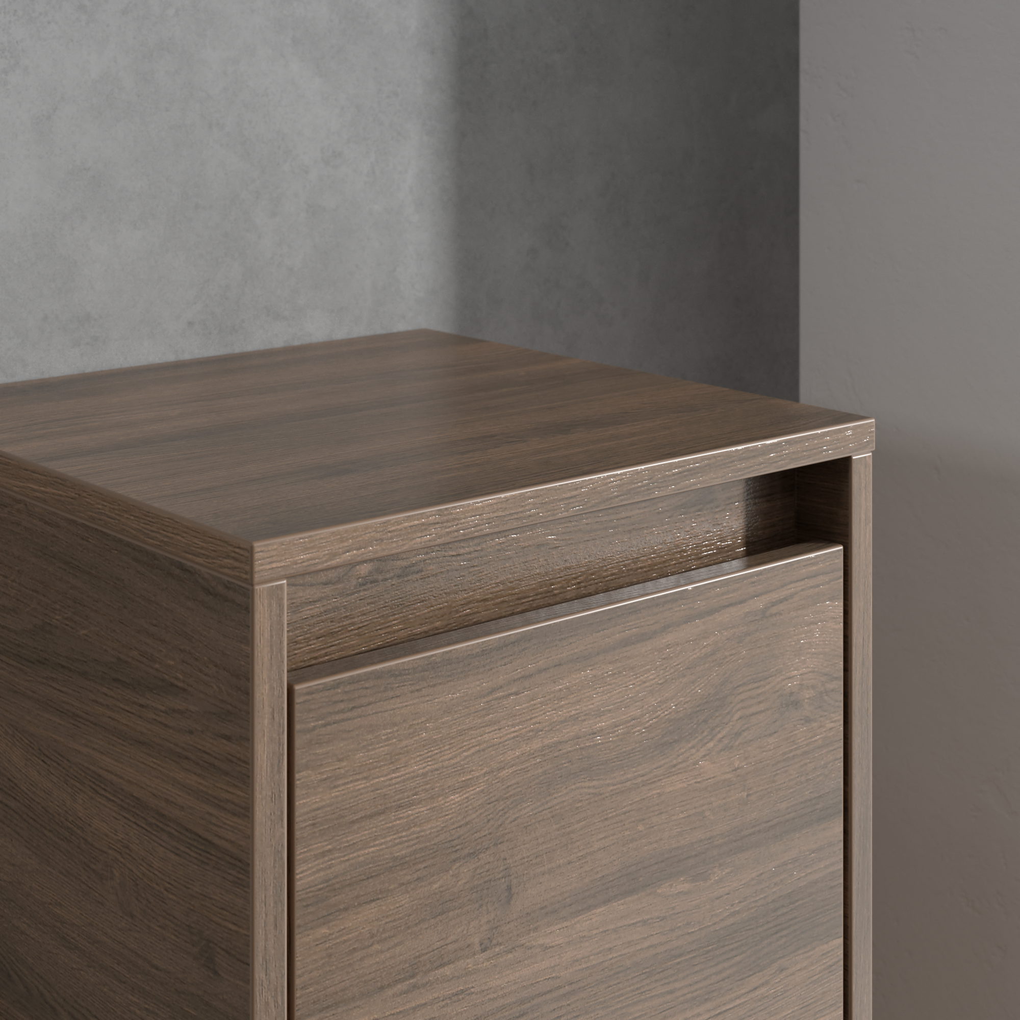 Skyla Armadio laterale, 1 anta, 1 cassetto, 350x1000x349mm, Corpo: Arizona Oak, Fronte: Arizona Oak