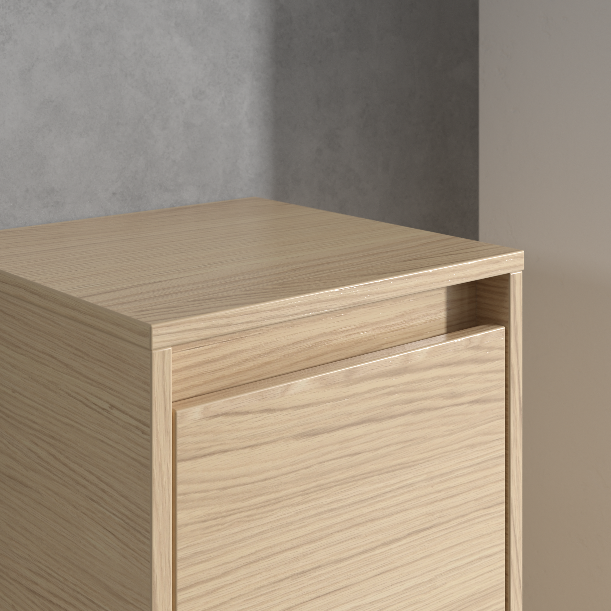 Skyla Armadio laterale, 1 anta, 1 cassetto, 350x1000x349mm, Corpo: Nordic Oak, Fronte: Nordic Oak