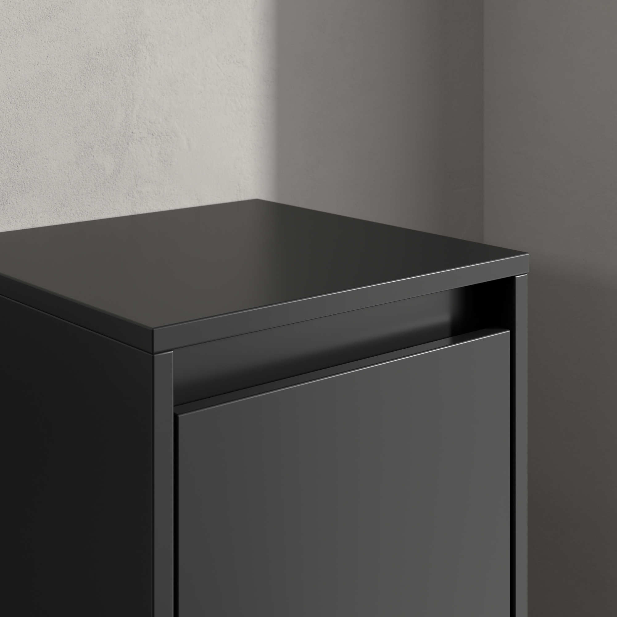 Skyla Side cabinet, 1 door, 1 drawer, 350x1000x349mm, Body: Volcano Black, Front: Volcano Black