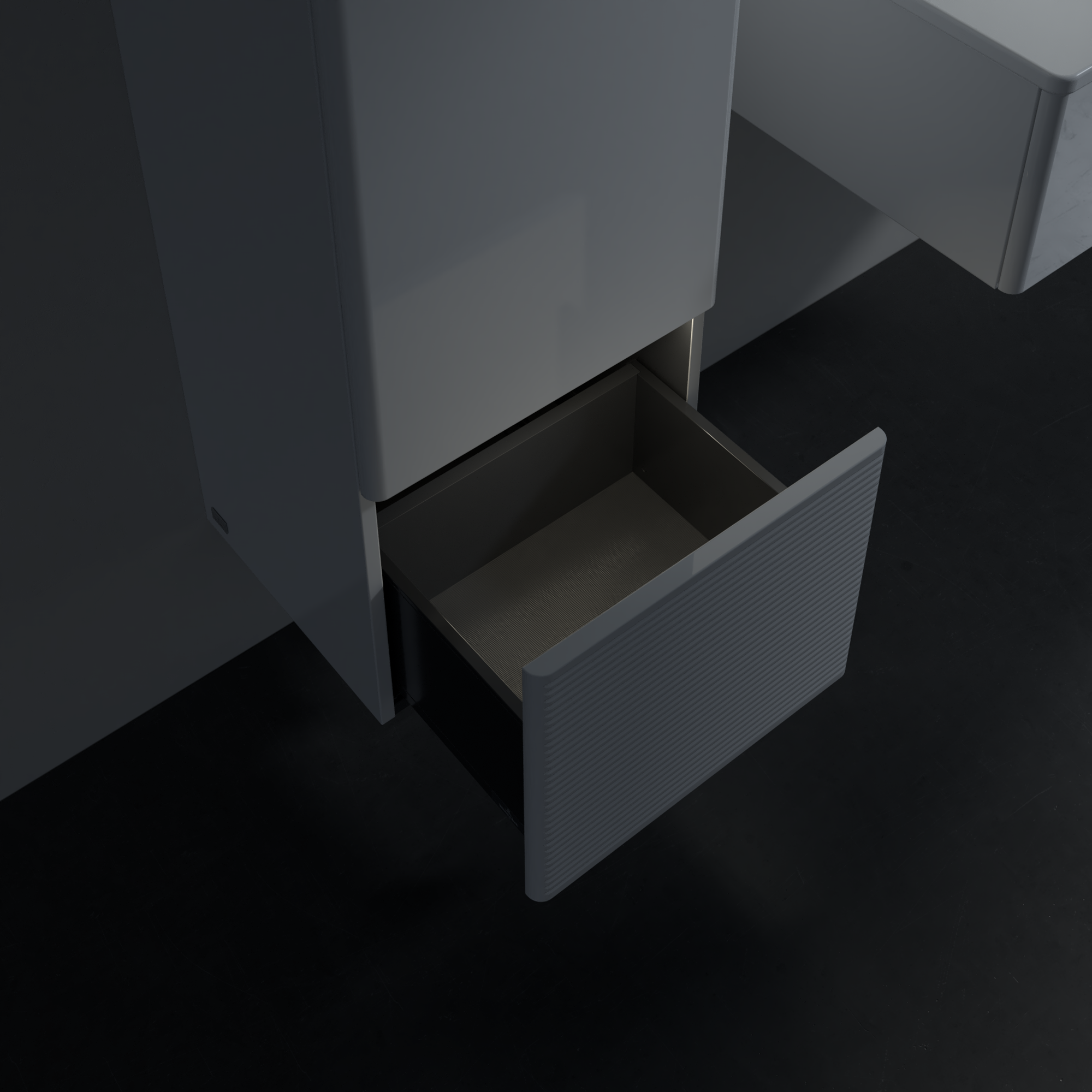 Antao Medium-height cabinet, with lighting, 1 door, 414x1039x356mm, Front with grain texture, Body: Glossy White Lacquer, Front: Glossy White Lacquer, Cover plate: Glossy White Lacquer