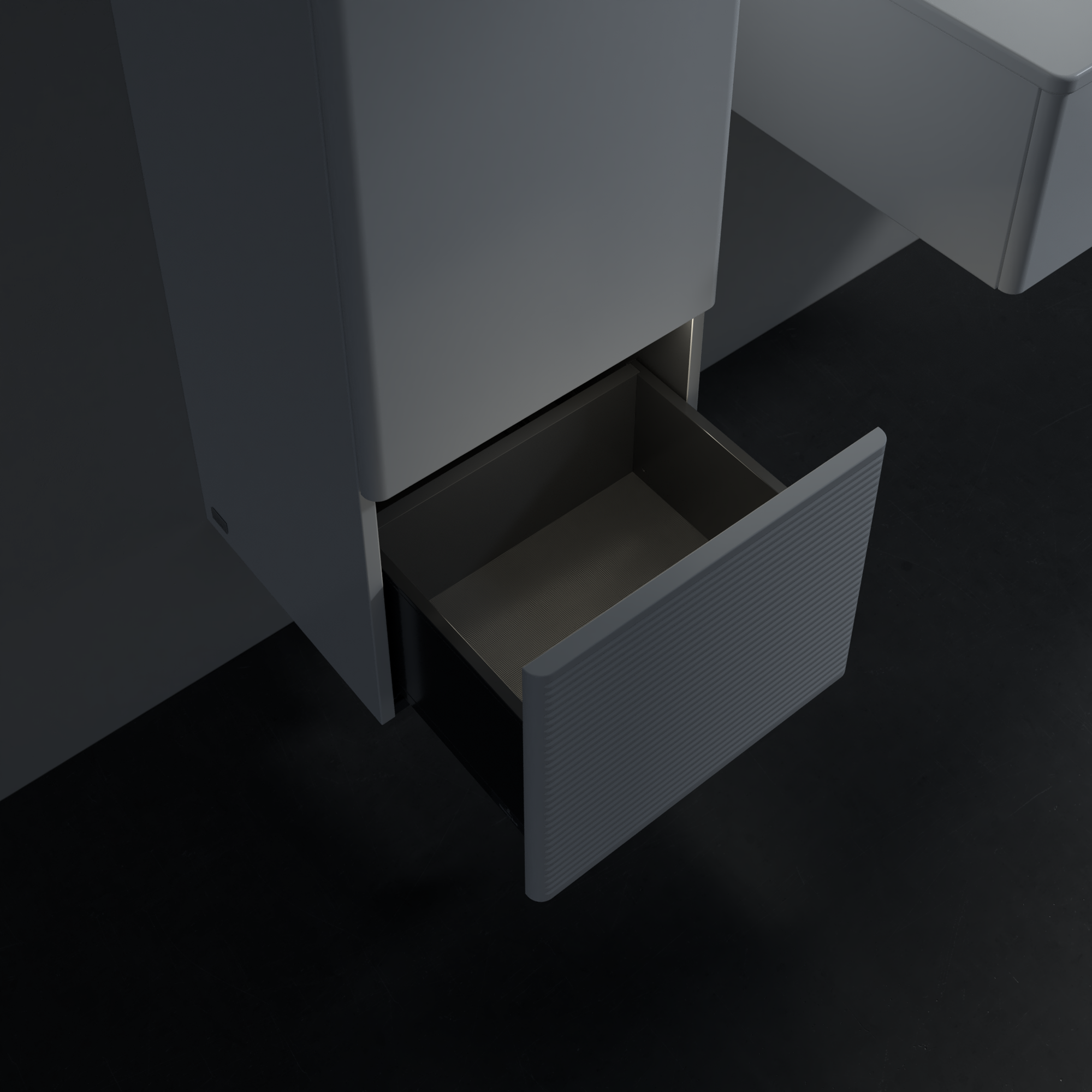 Antao Armario de mediana altura, con iluminación, 1 puerta, 414x1039x356mm, Frontal con textura granulosa, Cuerpo: White Matt Lacquer, Frontal: White Matt Lacquer, Placa de cubierta: White Matt Lacquer