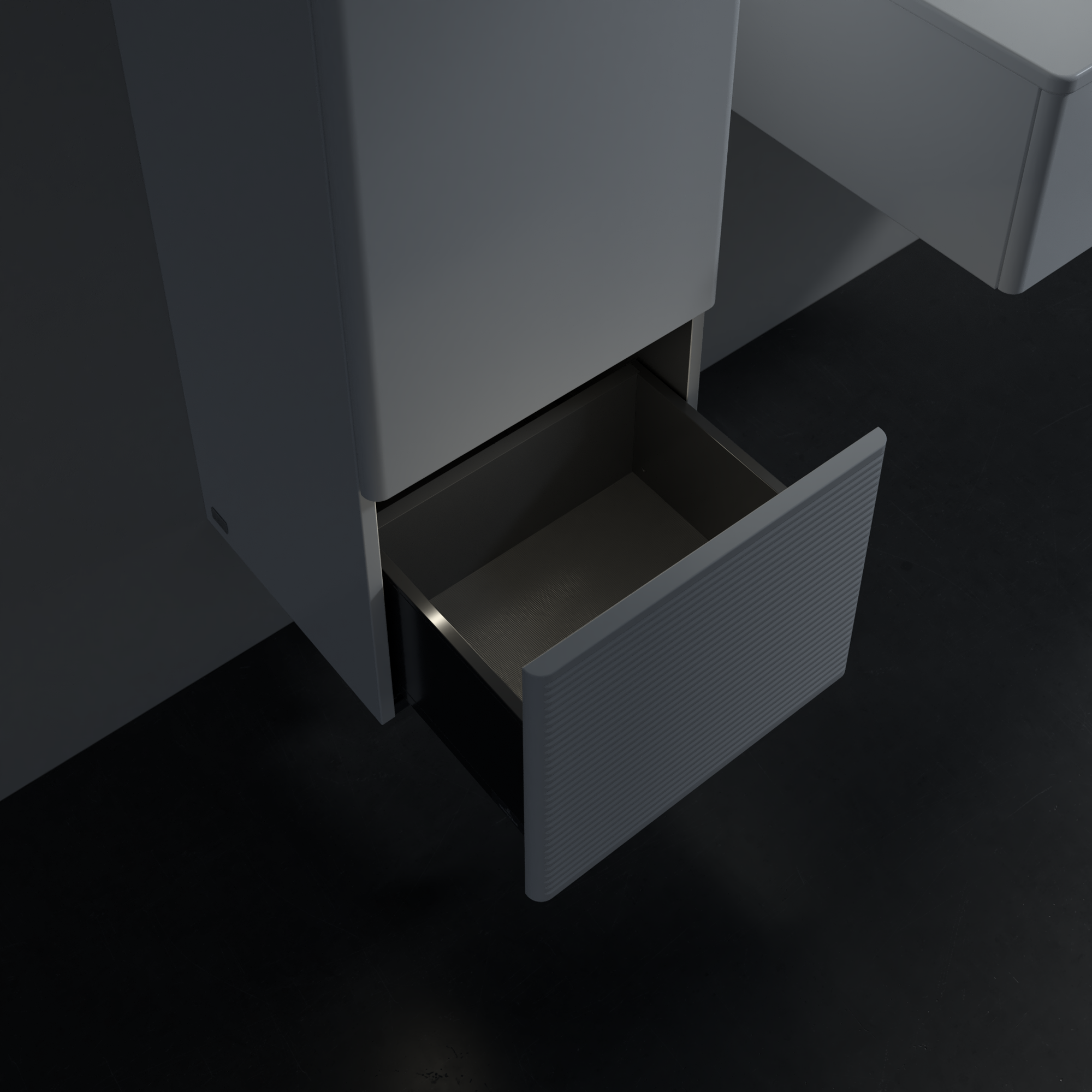 Antao Middenkast, met verlichting, 1 deur, 414x1039x356mm, front met structuur, Corpus: White Matt Lacquer, Front: White Matt Lacquer, Afdekplaat: White Matt Lacquer
