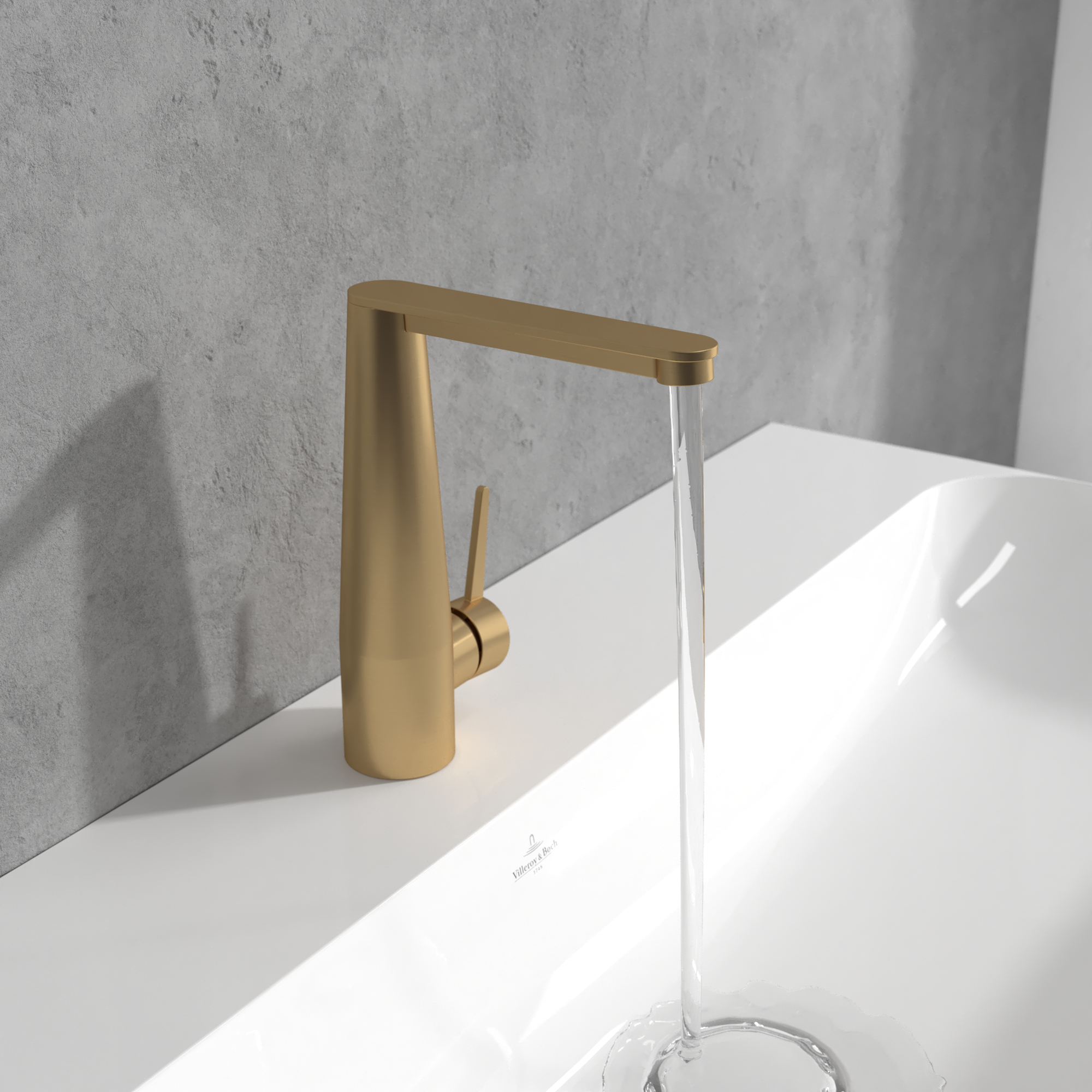 Conum Robinetterie monocommande pour lavabo, Avec dispositif de vidage Push Open, Brushed Gold