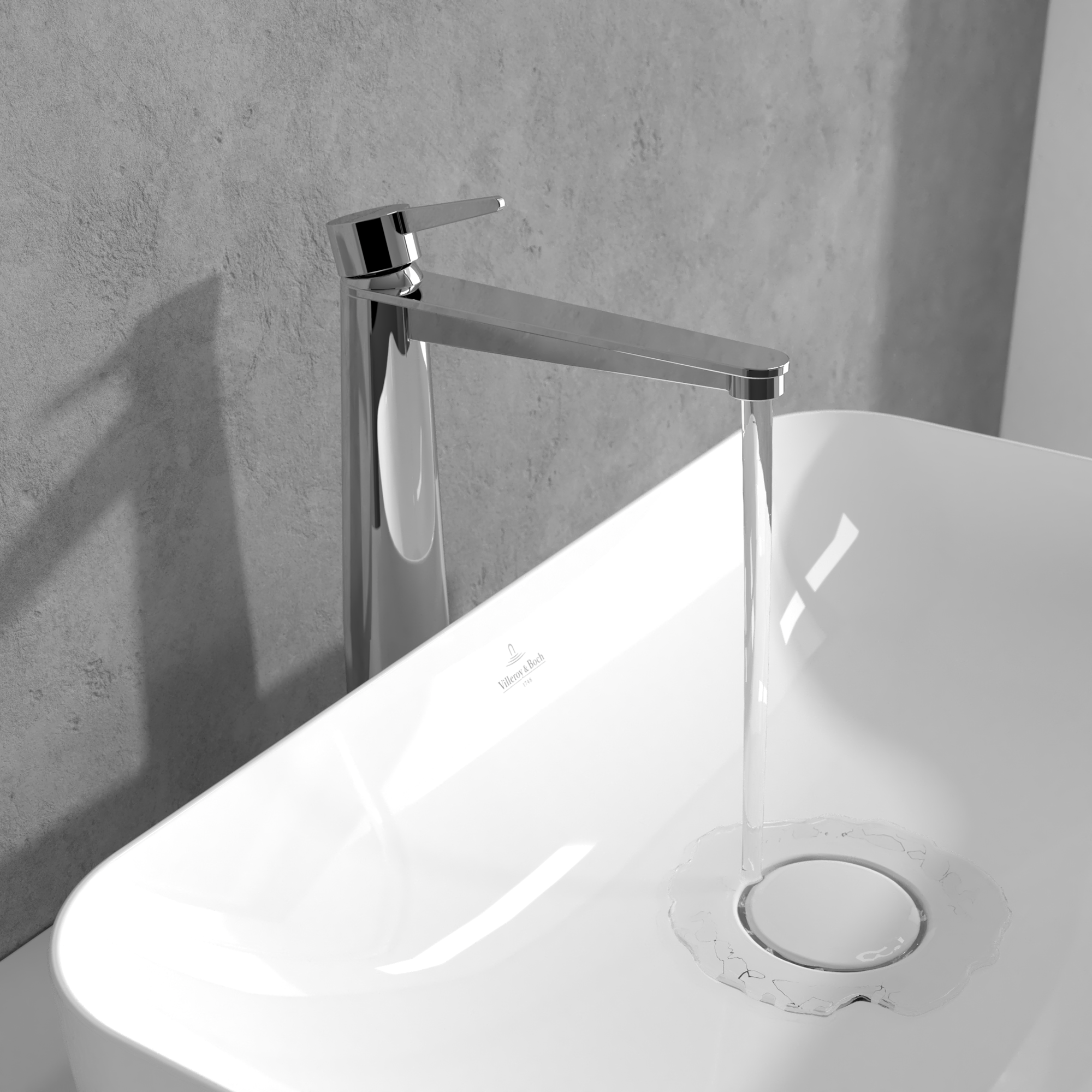Conum Robinetterie monocommande surélevée pour lavabo, Avec dispositif de vidage Push Open, Chrome